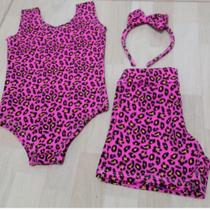 Conjunto de bory e short de oncinha rosa Conjunto de bory e short de oncinha rosa