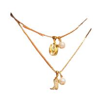 Conjunto De Botas Estilo Cowboy Ocidental Femininas Com Chapéu E Colar De Pérolas Imitadas Com