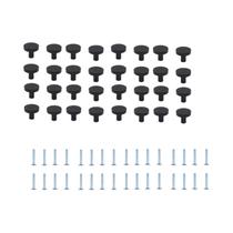Conjunto De Botões Redondos Para Armário Em Preto Fosco Com 5, 8, 16, 30, 50 Peças Para Gavetas E