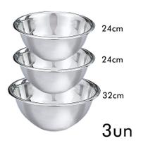 Conjunto De Bowl 3 Pçs Inox Class Home 32Cm + 2 De 24Cm