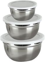 Conjunto De Bowls Com Tampa Prática Golden Inox Conjunto De Bowls Com Tampa Prática Golden Inox