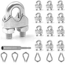Conjunto de braçadeiras de cabo de aço inoxidável Lyrlidr 304 (M10, 12) Conjunto de braçadeiras de cabo de aço inoxidável Lyrlidr 304 (M10, 12)