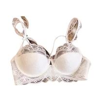 Conjunto De Bralette De Renda Para Bustos Pequenos Com Alças Removíveis, Bojo Push-Up E Aro Macio -