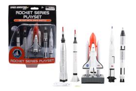 Conjunto de Brincar Série Aventura Espacial com 5 Foguetes de Metal Fundido