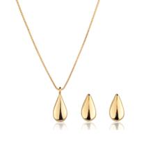 Conjunto de Brinco e Colar com Pingente de Gota Minimalista Banhado a Ouro 18k