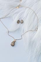 Conjunto de Brinco e Colar com Zircônia Coloridas