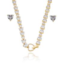Conjunto de brinco e colar de zirconia banho em ouro 18k Conjunto de brinco e colar de zirconia banho em ouro 18k