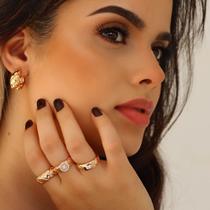 Conjunto de brinco e trio de anéis Conjunto de brinco e trio de anéis