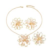 Conjunto De Brincos, Colar E Anel Florais Coloridos Boêmios Para Mulheres - Joias Modernas De Verão