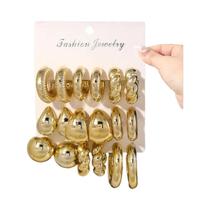 Conjunto De Brincos De Argola Assimétricos Em Forma De C Vintage Elegante Para Mulheres, Joias Leves