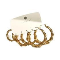Conjunto De Brincos De Argola Dourados Para Mulheres E Meninas, 3 Pares De Joias De Festa Com