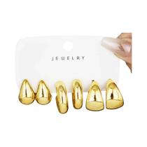 Conjunto De Brincos De Argola Em Forma De Gota Dourada Para Mulheres, Joias Minimalistas Em Círculo Conjunto De Brincos De Argola Em Forma De Gota Dourada Para Mulheres, Joias Minimalistas Em Círculo