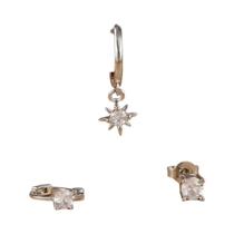 Conjunto De Brincos De Argola Em Zircônia Dourada Para Mulheres, Joias Brilhantes Para Casamento, 3 Conjunto De Brincos De Argola Em Zircônia Dourada Para Mulheres, Joias Brilhantes Para Casamento, 3