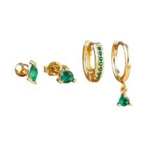 Conjunto De Brincos De Argola Redondos Em Aço Inoxidável Banhado a Ouro 14K Para Mulheres, Joias De
