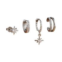 Conjunto De Brincos De Argola Redondos Em Aço Inoxidável Banhado a Ouro 14K Para Mulheres, Joias De
