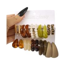 Conjunto De Brincos De Argola Retrô Femininos Com Estampa De Leopardo Multicolorida, Formato Gota