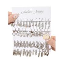 Conjunto De Brincos De Argola Torcida Com Pérolas Falsas Para Mulheres, 24 Pares, Brincos De Coração