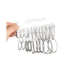 Conjunto De Brincos De Argola Vintage Boho De Cristal Prateado Para Mulheres, 12 Peças, Joias