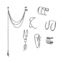 Conjunto De Brincos De Clipe De Orelha Em Liga Com Corrente De Borlas Vintage, Joias Femininas Conjunto De Brincos De Clipe De Orelha Em Liga Com Corrente De Borlas Vintage, Joias Femininas