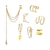 Conjunto De Brincos De Clipe De Orelha Em Liga Com Corrente De Borlas Vintage, Joias Femininas