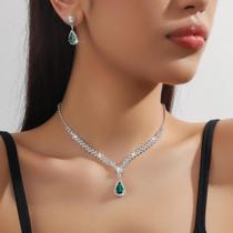 Conjunto De Brincos De Colar De Gota De Água Elegante Feminino Acessórios De Festa De Banquete De