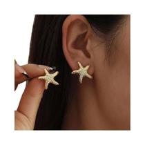 Conjunto De Brincos De Estrela-do-mar Em Ouro E Prata Para Mulheres, Joias Geométricas De Verão Para