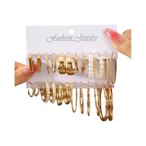 Conjunto De Brincos De Pérola Vintage Y2K Em Prata Para Mulheres, 24 Peças, Joias De Moda Em Formato