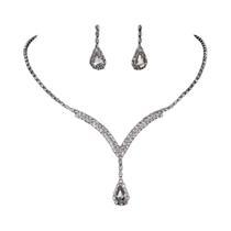 Conjunto De Brincos E Colar De Luxo Com Strass Em Forma De Gota Para Mulheres, Joias De Moda Para