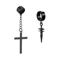 Conjunto De Brincos Falsos De Aço Inoxidável Com Estrela Cruzada Punk Para Homens, 2-7 Peças