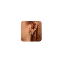 Conjunto de brincos Freekiss Gold Hoop banhado a ouro 14K para mulheres