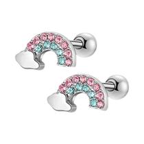 Conjunto De Brincos Hipoalergênicos Com Fecho De Rosca 1/6 Pares Em Aço Inoxidável 316L Com