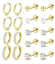 Conjunto de brincos Incaton banhado a ouro 14K, hipoalergênico