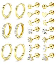 Conjunto de brincos Incaton em aço hipoalergênico banhado a ouro 14K