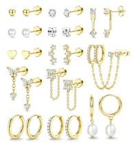 Conjunto de Brincos LOLIAS Banhados a Ouro 14K Hipoalergênicos com 13 Pares Conjunto de Brincos LOLIAS Banhados a Ouro 14K Hipoalergênicos com 13 Pares