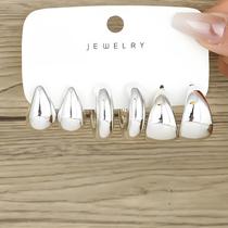 Conjunto De Brincos Minimalistas Em Forma De Gota De Água Em C, 6 Peças, Estilo Europeu-Americano Conjunto De Brincos Minimalistas Em Forma De Gota De Água Em C, 6 Peças, Estilo Europeu-Americano