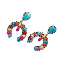 Conjunto De Brincos Pendentes Geométricos Turquesa Estilo Boêmio, Sucesso De Vendas, Estilo De