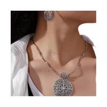 Conjunto De Brincos Pendentes Vintage Boêmio Em Prata Oxidada Para Mulheres, 2 Peças, Design De