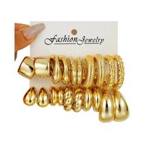Conjunto De Brincos Vintage Em Forma De Gota D'Água Dourados Para Mulheres, Brincos Chunky Em Forma Conjunto De Brincos Vintage Em Forma De Gota D'Água Dourados Para Mulheres, Brincos Chunky Em Forma