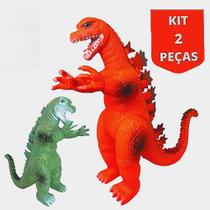 Conjunto de Brinquedo com Dois Bonecos Dinossauros Godzilla Monstro Articulado