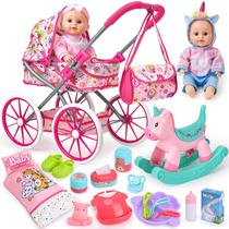 Conjunto de Brinquedo de Boneca Bebê Golray 26 Peças com Carrinho e Acessórios