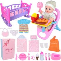Conjunto de brinquedos Baby Doll Care Besurejoy 30 cm com cadeira alta, berço