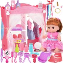 Conjunto de Brinquedos Baby Doll PROOU 14 - 37 Peças com Cama e Guarda-Roupa Conjunto de Brinquedos Baby Doll PROOU 14 - 37 Peças com Cama e Guarda-Roupa