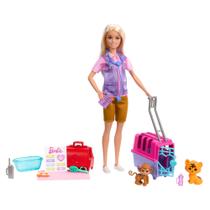 Conjunto de brinquedos Barbie Animal Rescue & Recovery com boneca loira