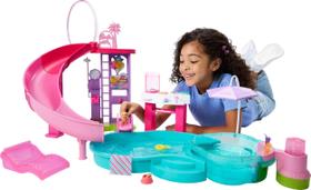 Conjunto de brinquedos Barbie Dream Pool com 6 áreas de lazer e mais de 20 acessórios