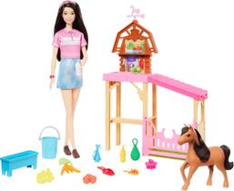 Conjunto de brinquedos Barbie Toy Stable com boneca moderna e pequeno pônei de brinquedo