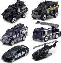 Conjunto de brinquedos Blooming Lilies Diecast Police Car, pacote com 6 para crianças de 3 a 7 anos