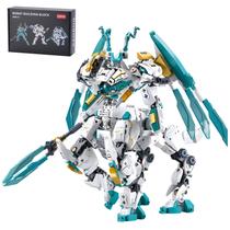 Conjunto de brinquedos Building Blocks CSNRHG White Horse Dragon Samurai Mech Robot Model Knight 2 em 1.731 peças