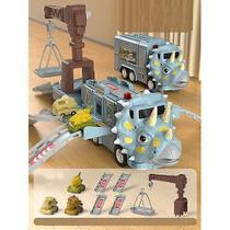 Conjunto de brinquedos: caminhão de engenharia transformador de dinossauros com esteira