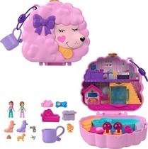 Conjunto de brinquedos compacto Polly Pocket Groom e Glam Poodle com 2 bonecas