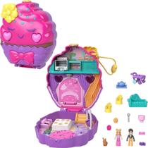 Conjunto de brinquedos compacto Polly Pocket Something Sweet Cupcake com 2 mi